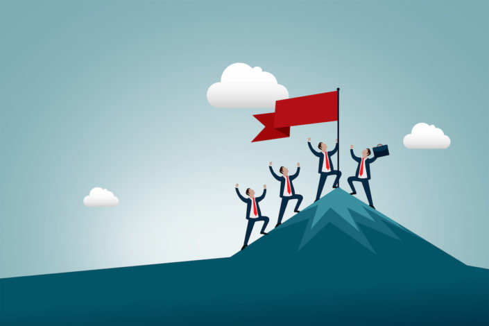 How to build one of the best sales teams in the world Group of businessmen on top of a mountain illustration