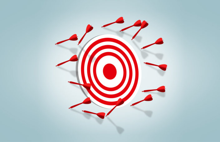 Business failure leads to success Illustration - target