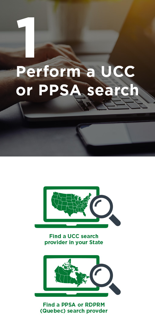 Perform a UCC or PPSA Search Banner and two country search icon