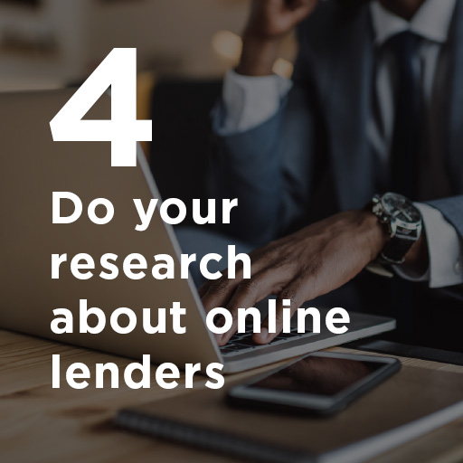 Do you research about online lenders A businessman working with a laptop
