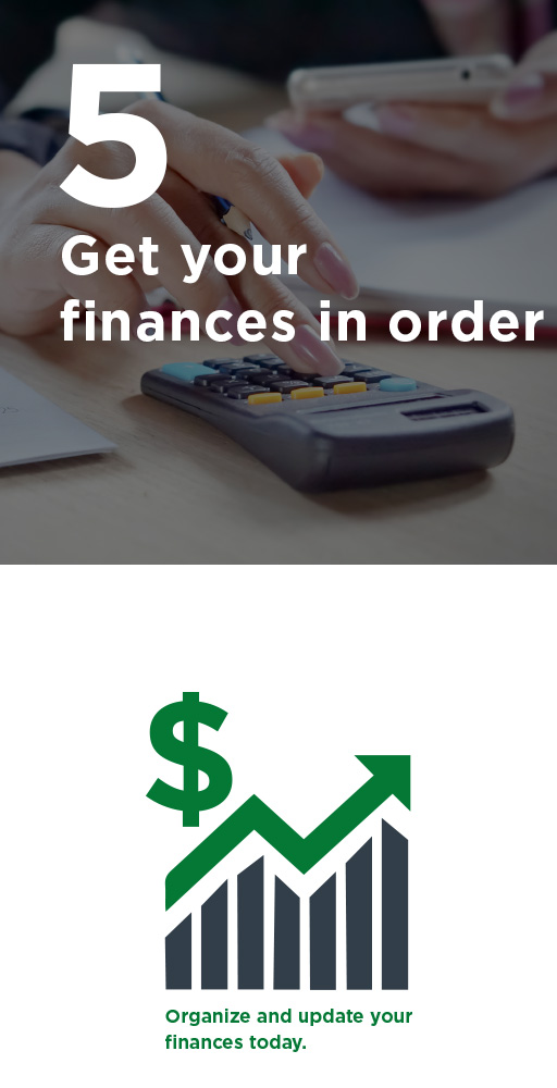 Get your finances in order Banner and a finance chart icon