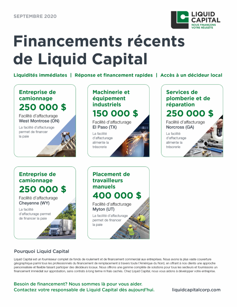 Financements recents - Septembre 2020
