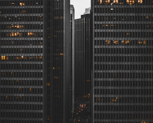 Large buildings representing businesses in need of working capital financing solutions