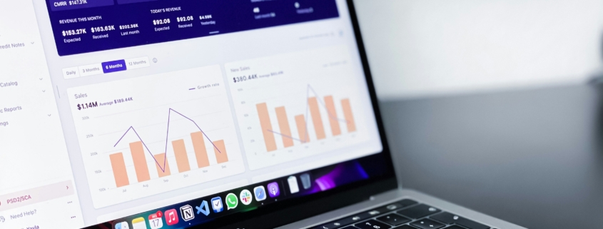 A screen on a laptop showing charts meant to reflect how people can Get Growth Capital Without Giving Up Equity